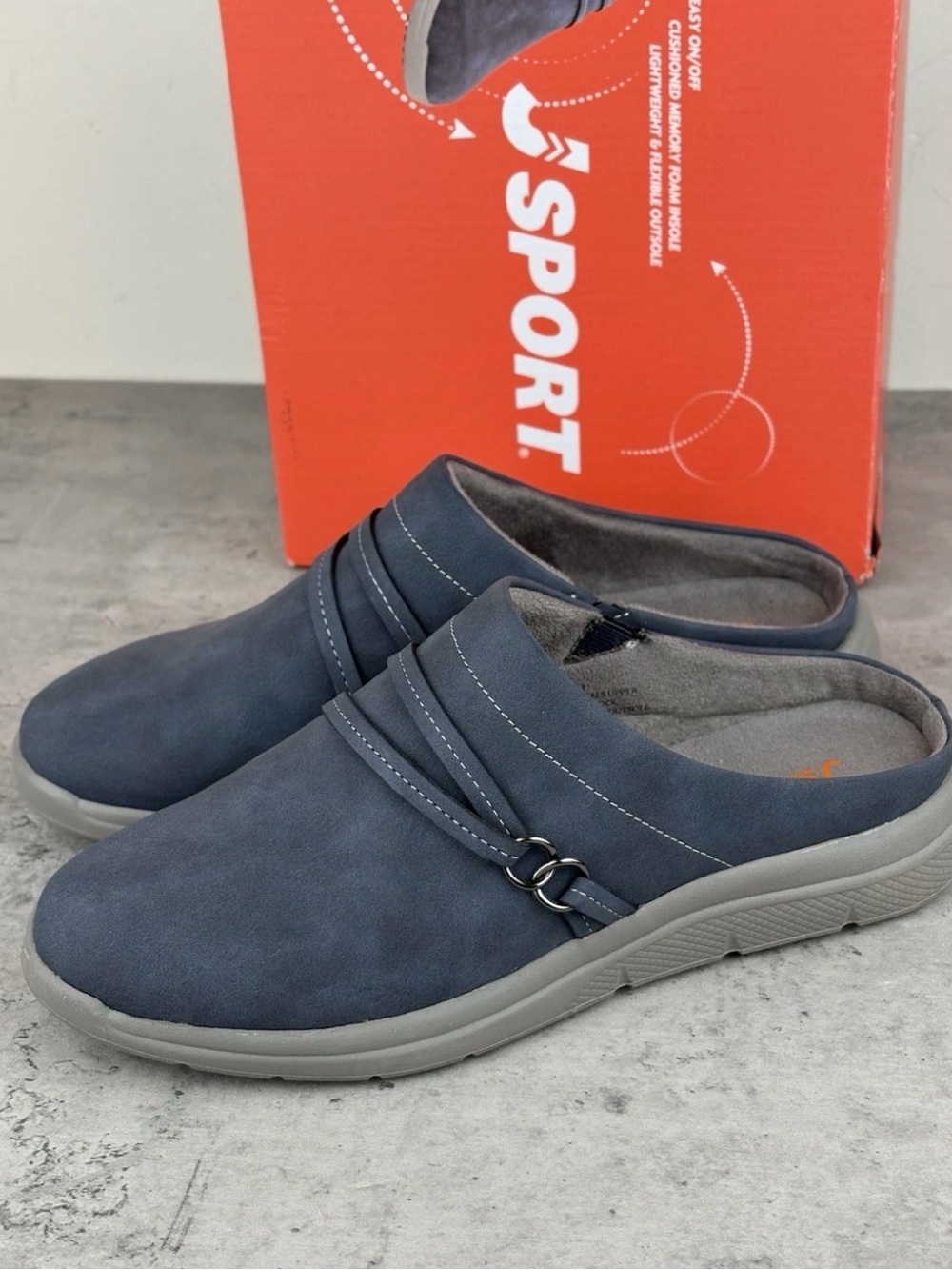 JSport Womens Slip On Gina Mule Shoes Clogs Comfort (Navy) Sz 8 New - Picture 2 of 5